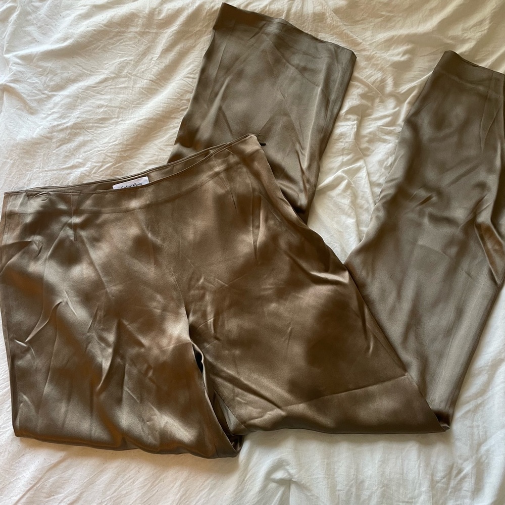 Calvin Klein brown silk pants